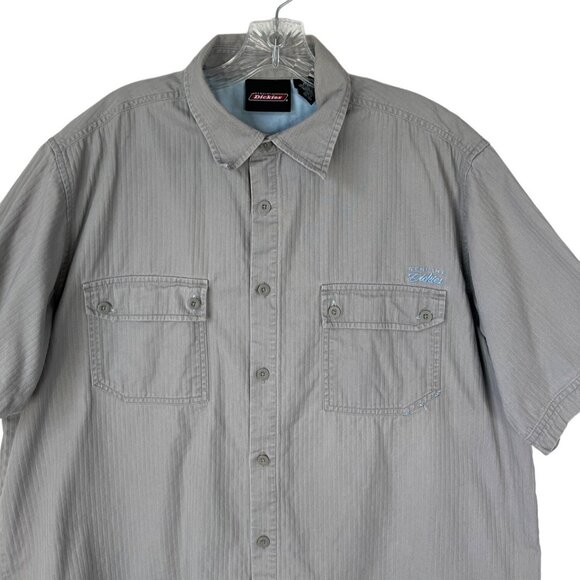 Dickies Short Sleeve Button Front Shirt Mens XL Gray - Picture 3 of 9